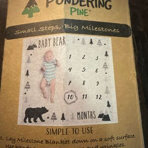 NIB Pondering pines organic baby milestone blanket wildlife woods rustic cabin c